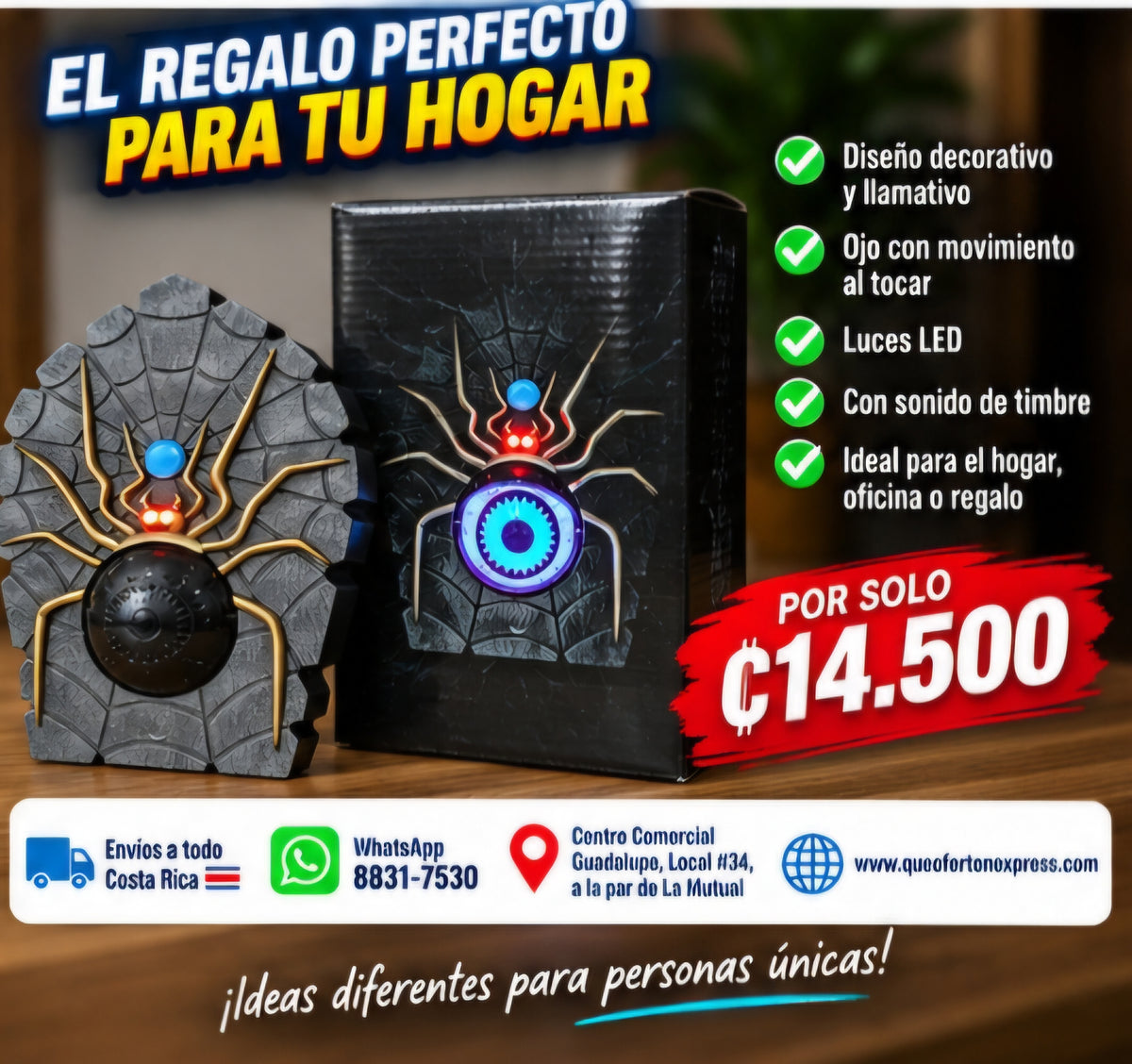 🕷️🔔 TIMBRE DECORATIVO DE ARAÑA 👁️✨