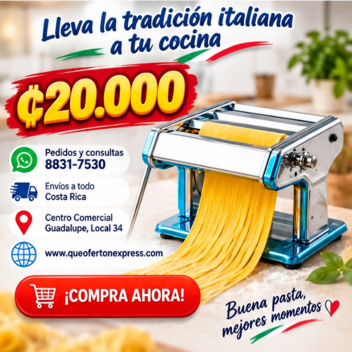 🍝✨ MÁQUINA MANUAL PARA PASTA