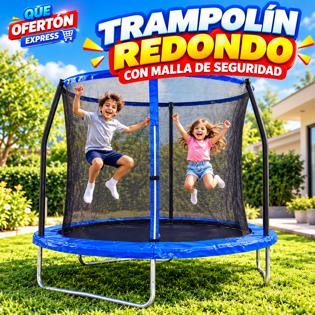 🎉 ¡TRAMPOLÍN CON MALLA DE SEGURIDAD! 🤸♂️🎈