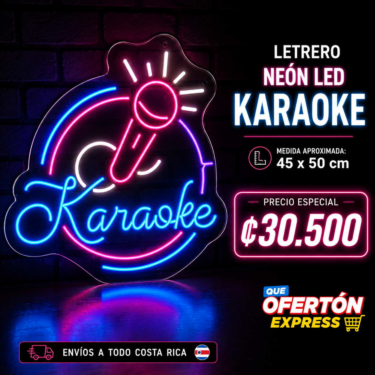 Letrero Neón LED KARAOKE