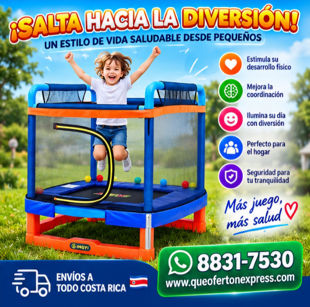 🎉 TRAMPOLÍN INFANTIL CON MALLA DE SEGURIDAD 🎉