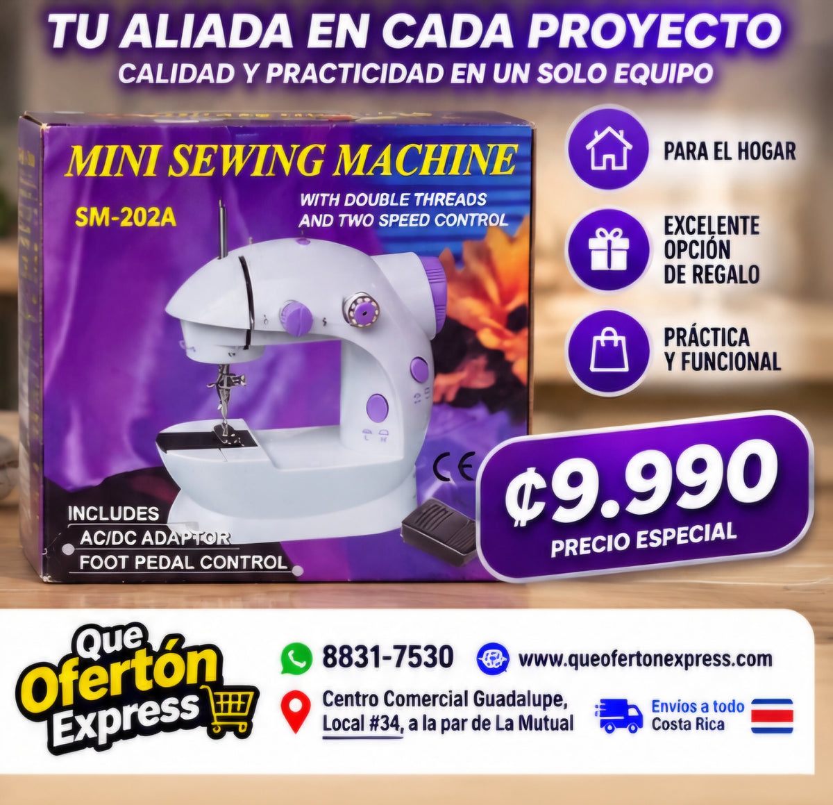 🧵✨ MINI MÁQUINA DE COSER SM-202A ✨🧵