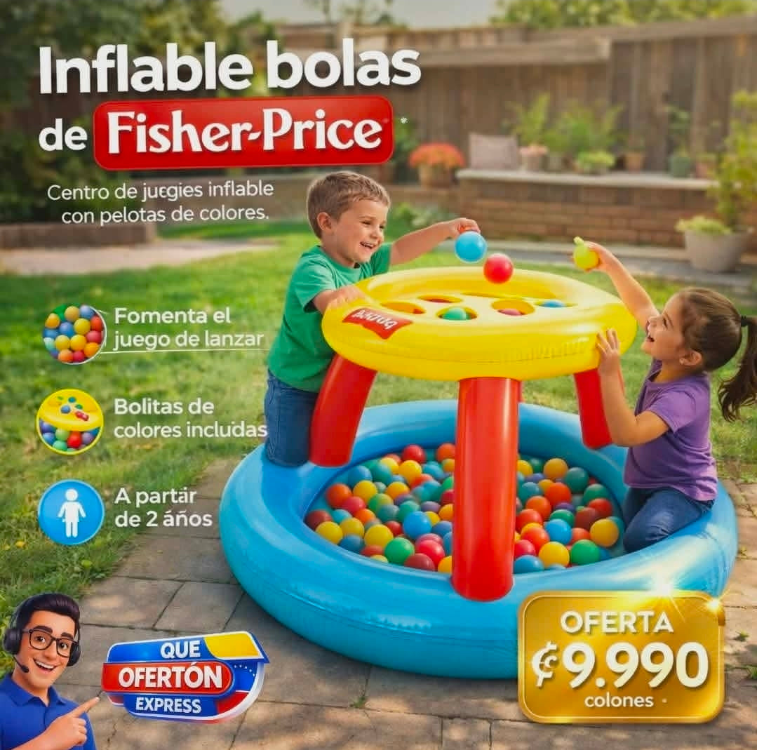🎉🌈 Piscina Centro de Juegos Inflable con Bolitas Fisher-Price