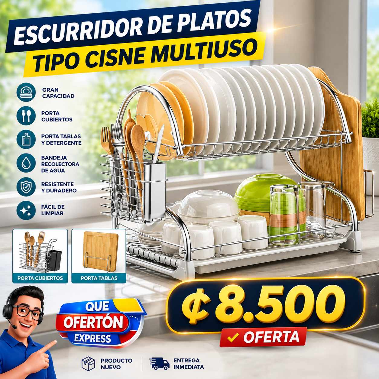 🦢✨ Escurridor de Platos Tipo Cisne Multiuso ✨🦢