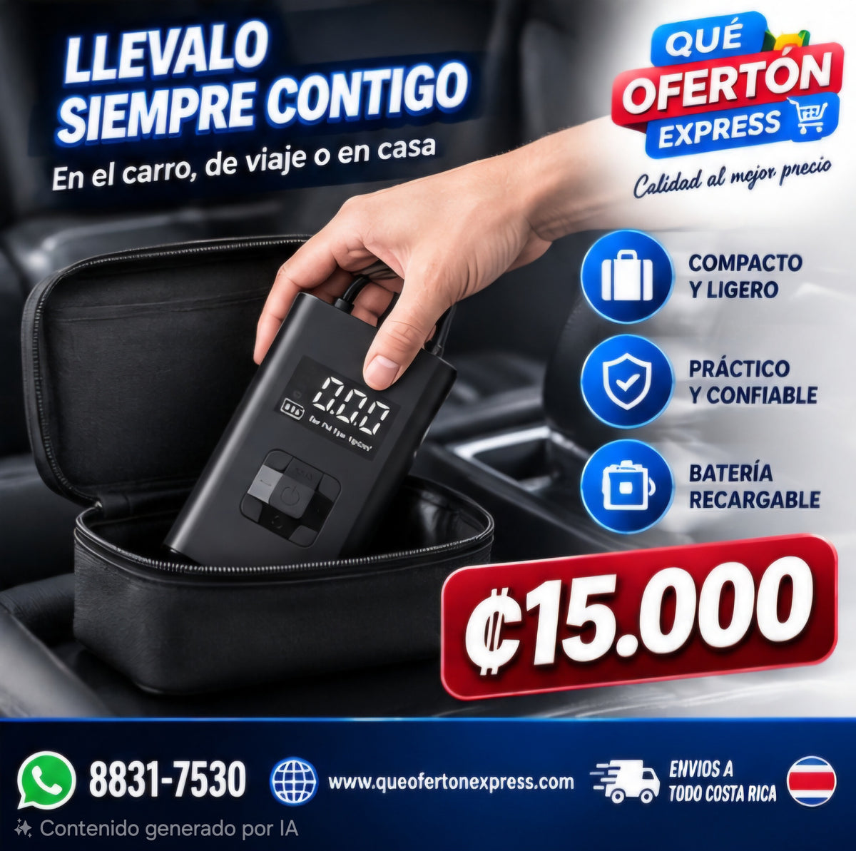 🚗💨 COMPRESOR DE AIRE PORTÁTIL DIGITAL