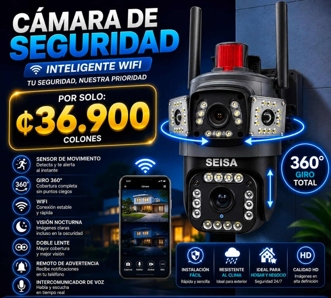 Cámara de Seguridad Inteligente WiFi Con alarma 🔐