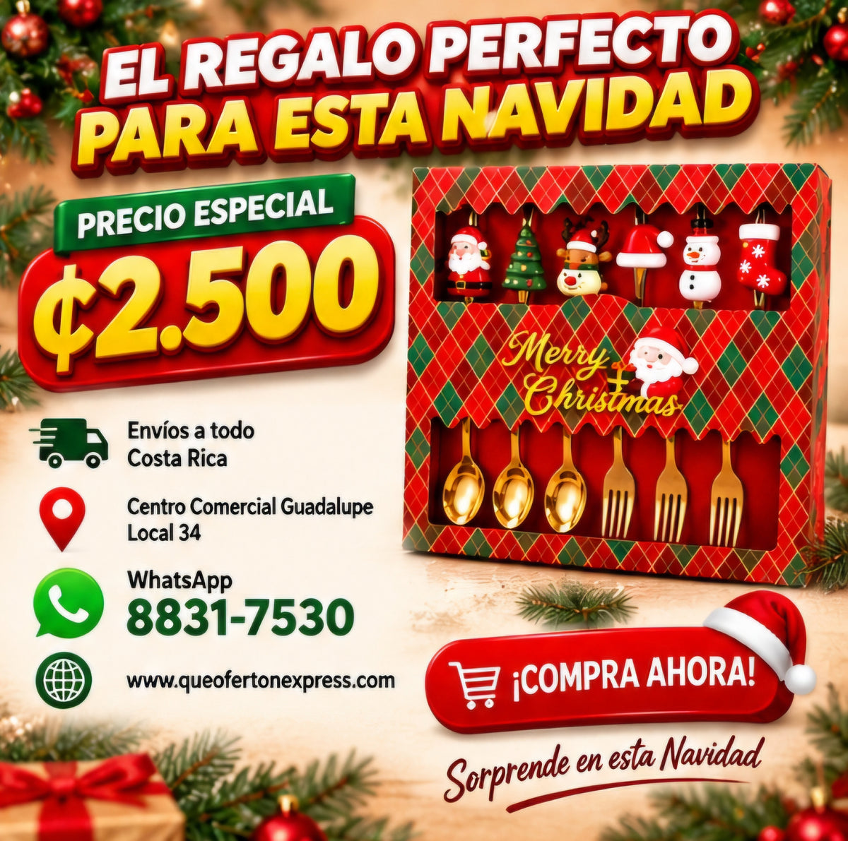 🎄✨ SET DE CUBIERTOS NAVIDEÑOS – 6 PIEZAS