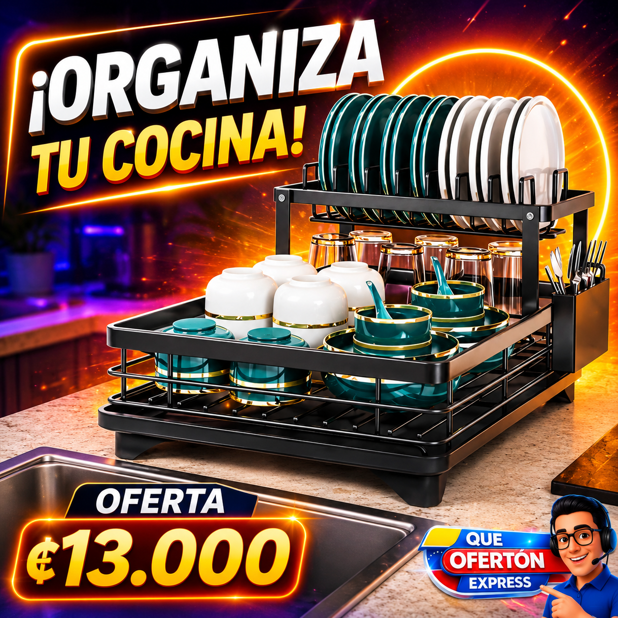 ✨ ESCURRIDOR DE PLATOS 2 NIVELES ✨