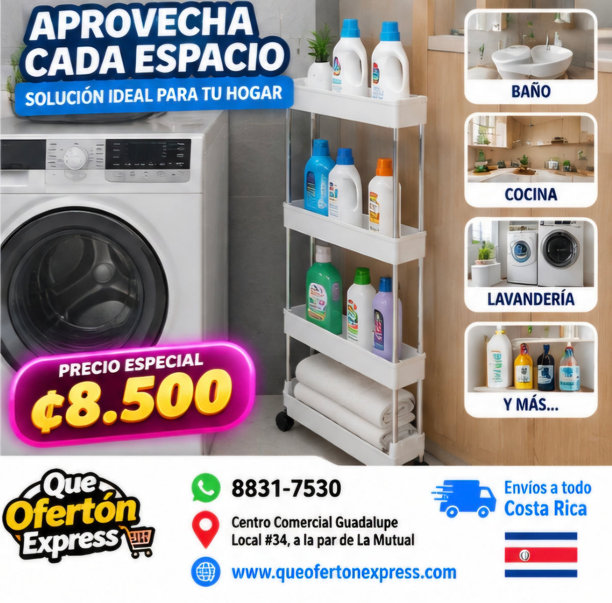 🛒 ORGANIZADOR MULTIUSO DE 3 NIVELES CON RUEDAS