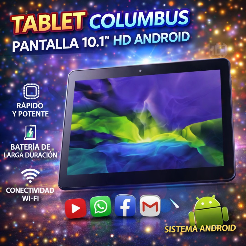 📱✨ TABLET COLUMBUS 10.1” HD – Potencia y entretenimiento en tus manos ✨📱