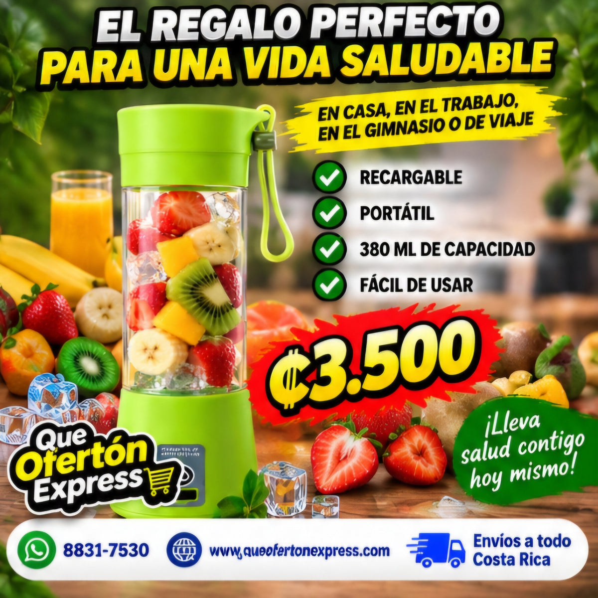 🥤 LICUADORA PORTÁTIL RECARGABLE 380 ML