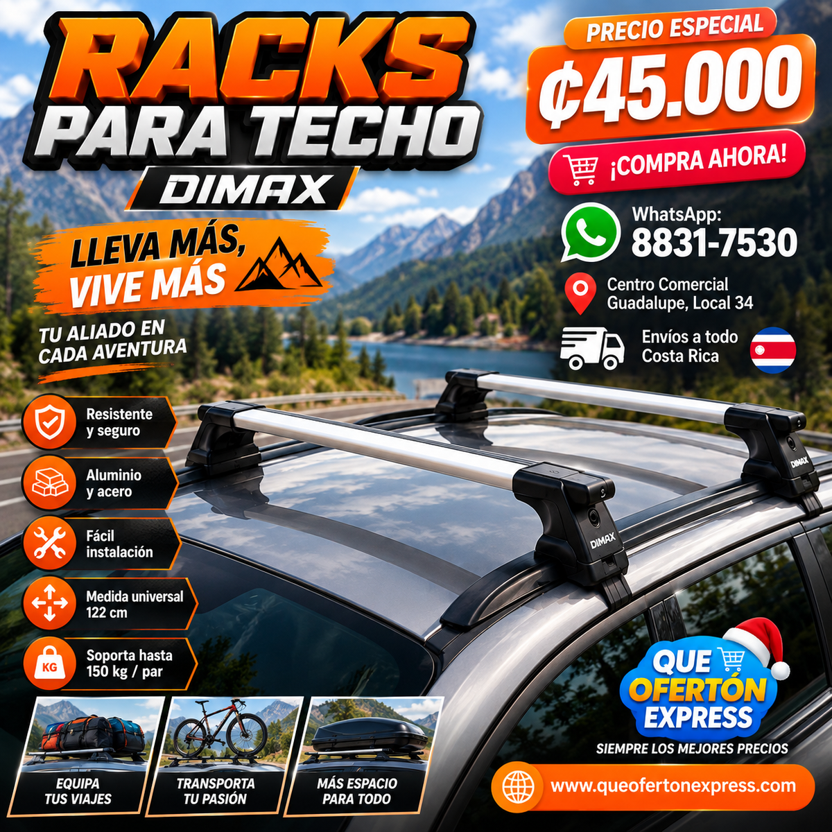 🚗 RACKS PARA TECHO DIMAX