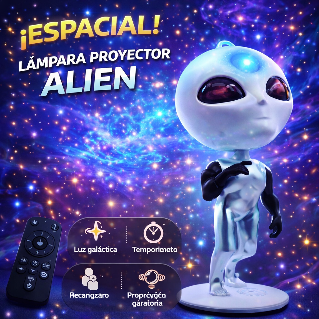 👽✨ LÁMPARA PROYECTOR ALIEN – CIELO ESTRELLADO EN TU HABITACIÓN ✨👽