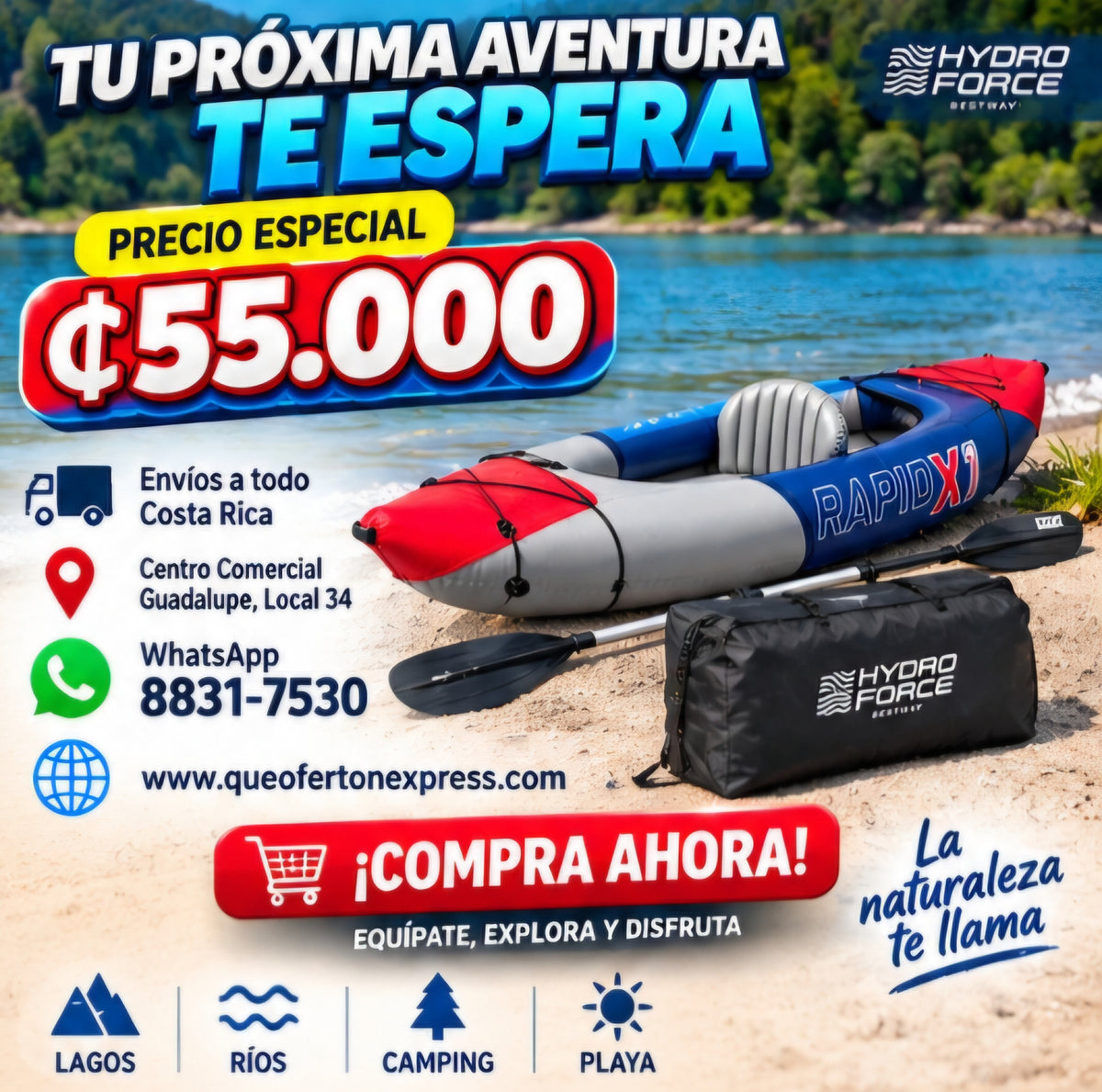 🚣♂️🌊 KAYAK INFLABLE HYDRO FORCE RAPID X1