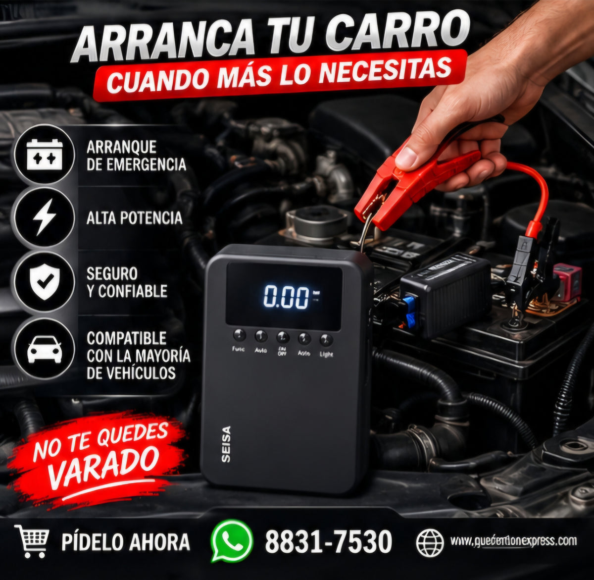 🚗 COMPRESOR DE AIRE + ARRANCADOR DE BATERÍA ⚡