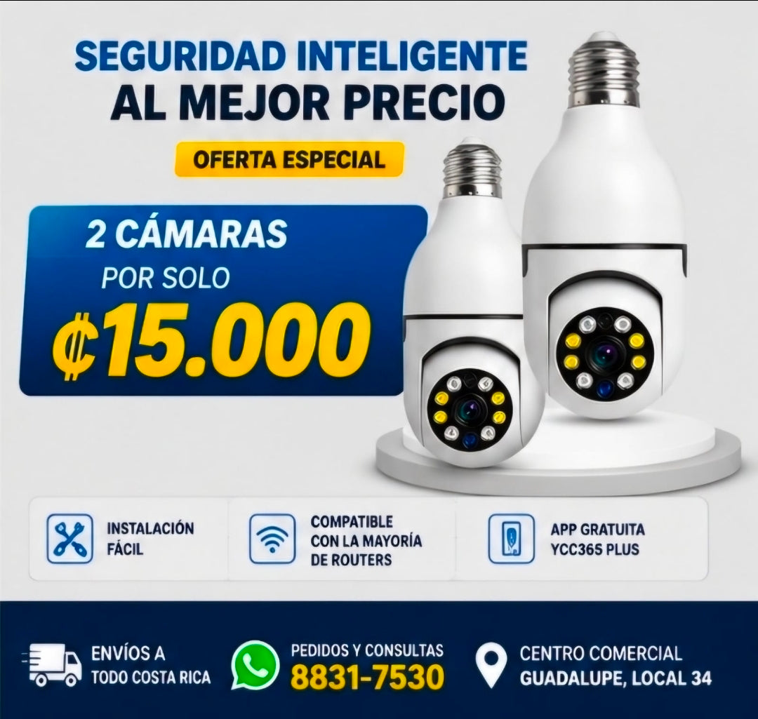 📹💡 CÁMARAS TIPO BOMBILLO WIFI 5G – PROMOCIÓN 2 UNIDADES