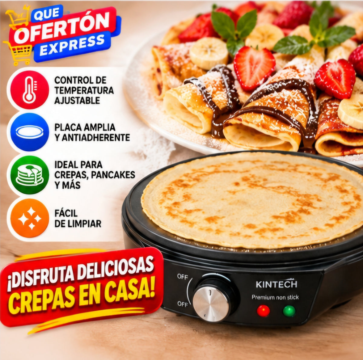 🥞✨ SARTÉN ELÉCTRICO PARA CREPAS KINTECH
