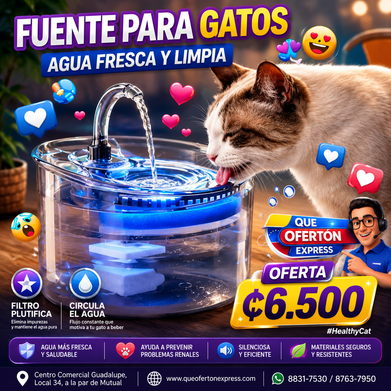 FUENTE DE AGUA AUTOMÁTICA PARA GATOS (Y MASCOTAS)