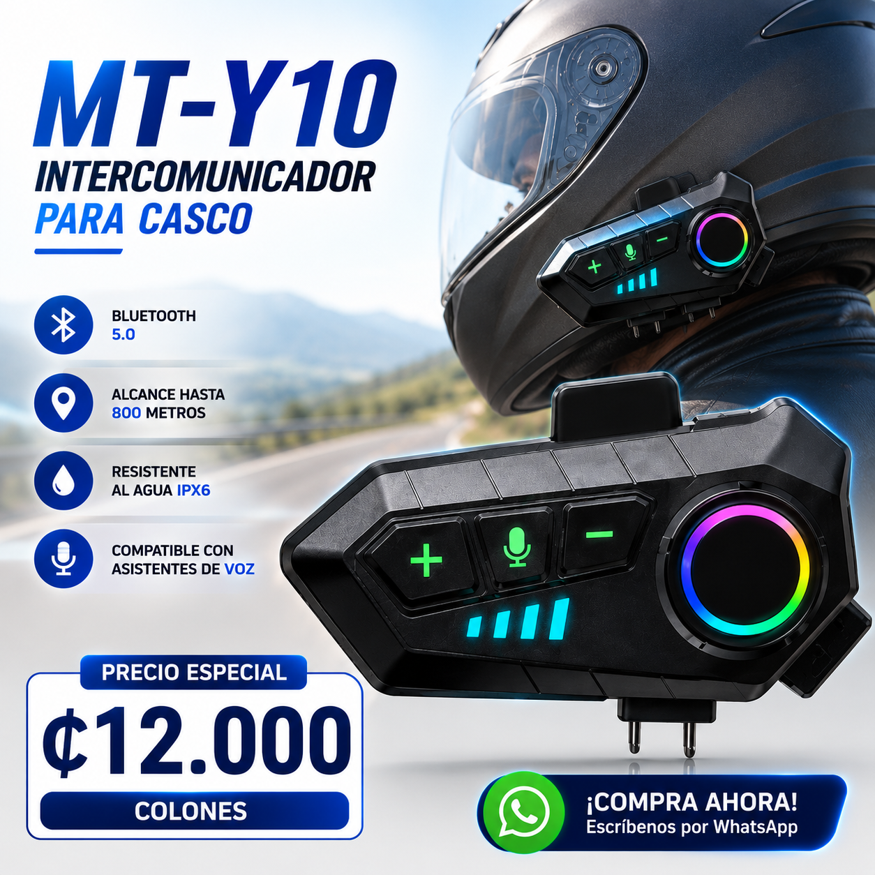 🏍️🎧 Intercomunicador MT-Y10 para Casco 🎧🏍️