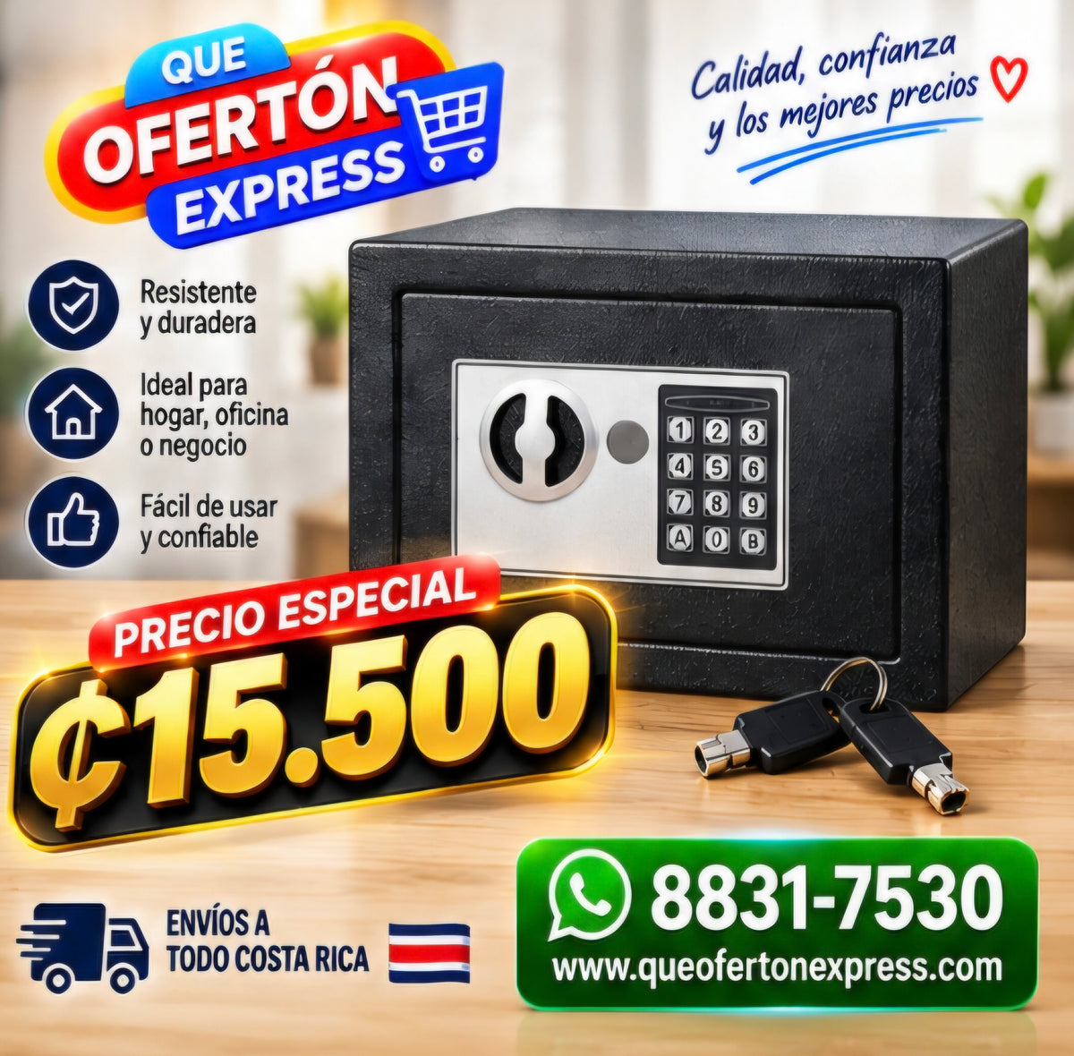 🔐 CAJA FUERTE ELECTRÓNICA DIGITAL 31×20×20 CM | CON LLAVE DE SEGURIDAD
