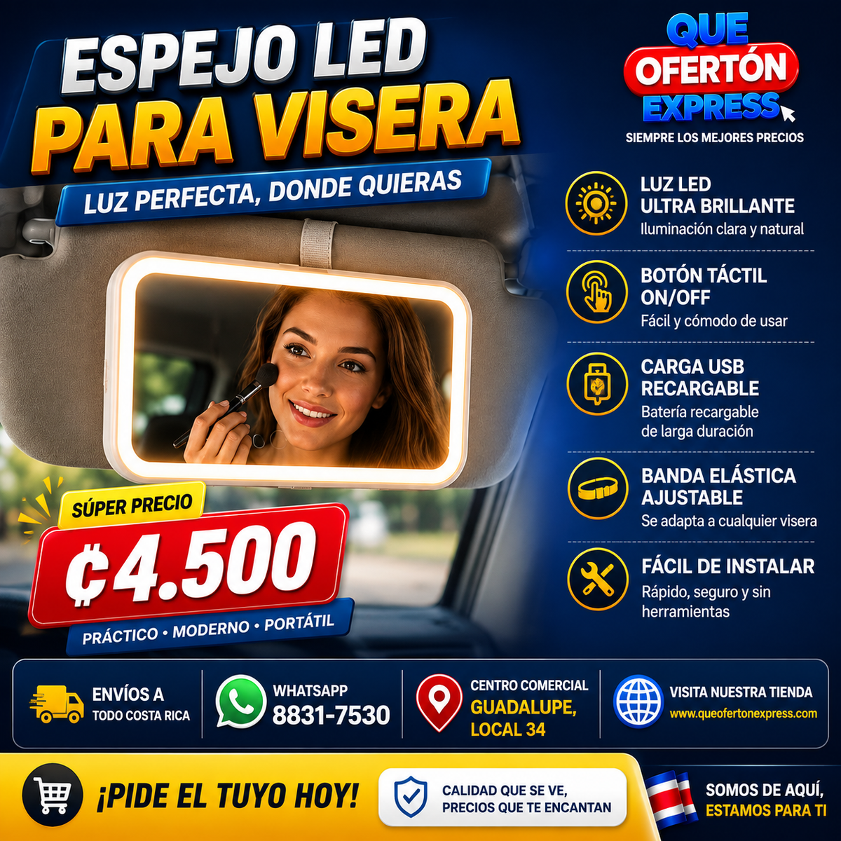 ✨🚗 ESPEJO LED PARA VISERA 🚗✨