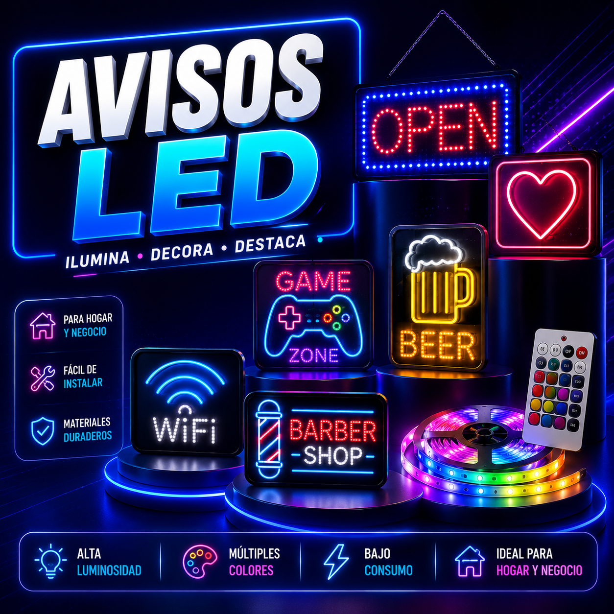 Avisos LED Decorativos