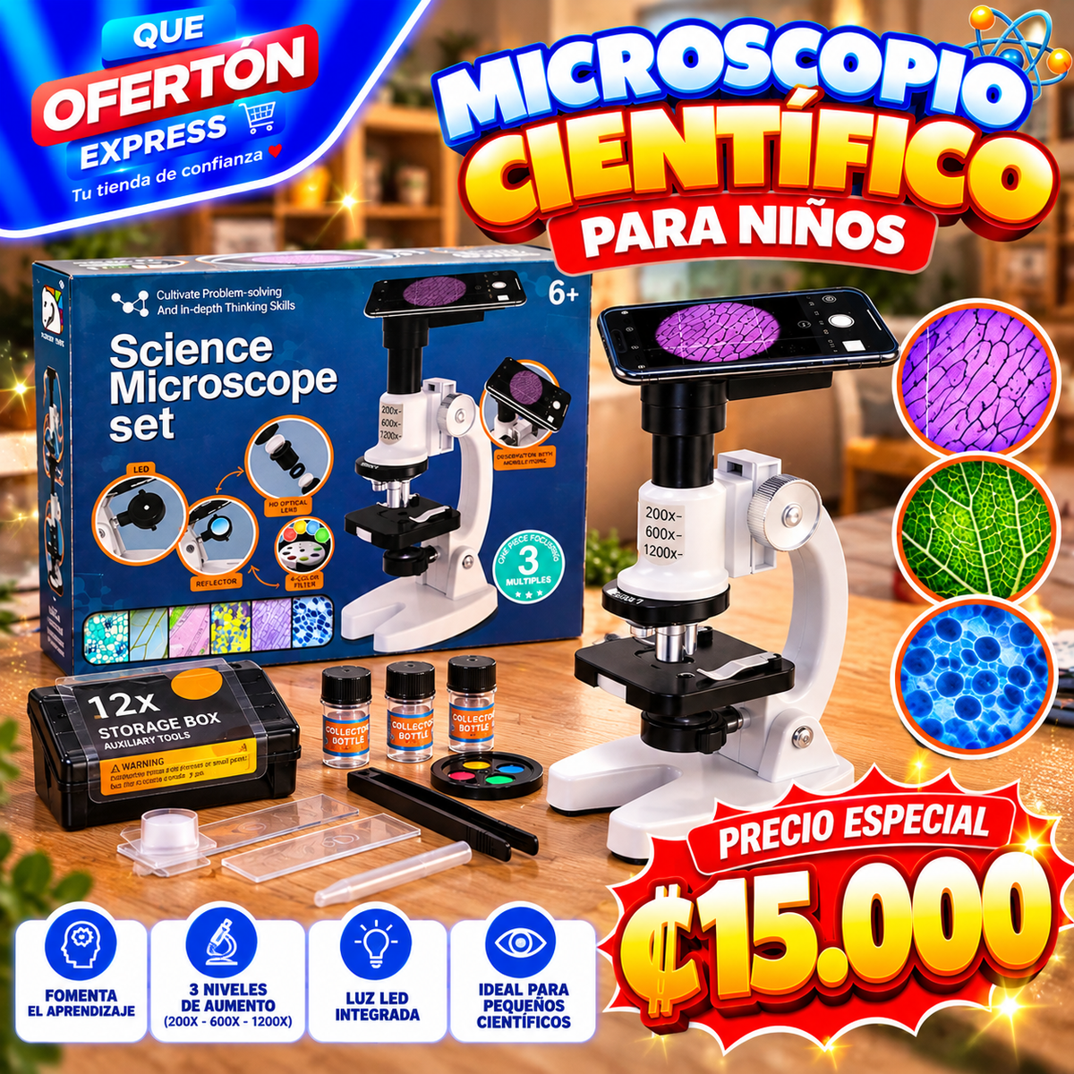 🔬✨ MICROSCOPIO CIENTÍFICO PARA NIÑOS 🔬✨