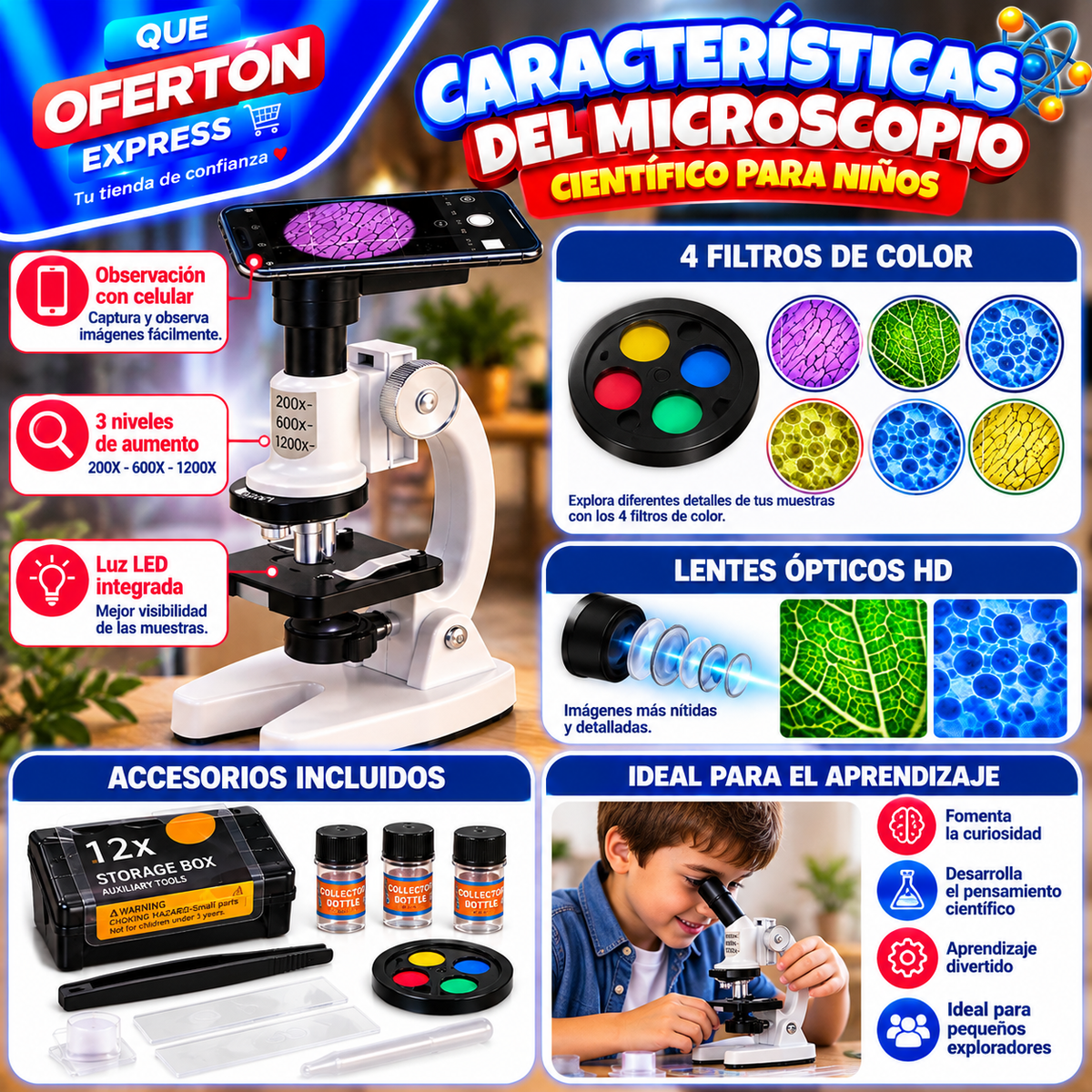 🔬✨ MICROSCOPIO CIENTÍFICO PARA NIÑOS 🔬✨