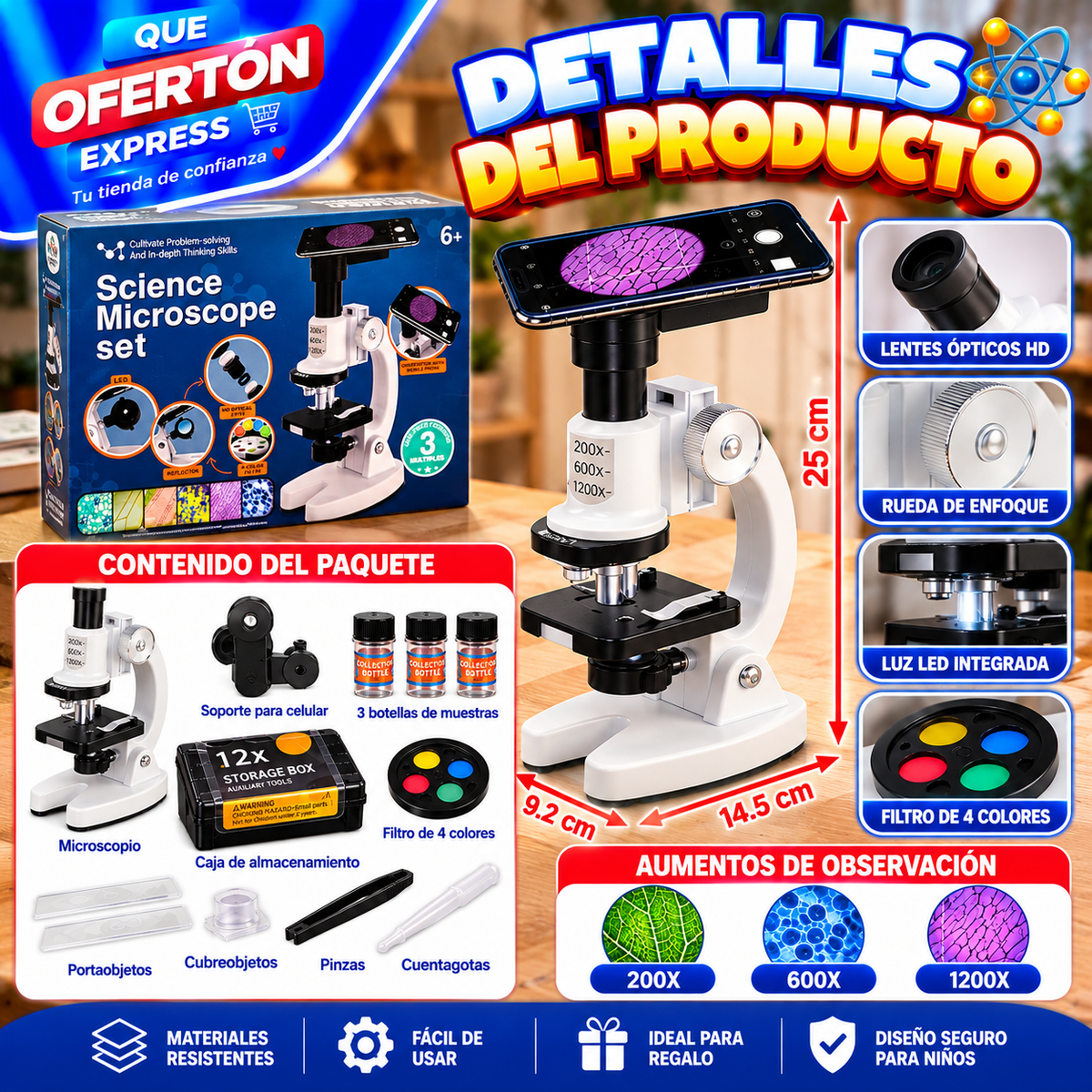 🔬✨ MICROSCOPIO CIENTÍFICO PARA NIÑOS 🔬✨