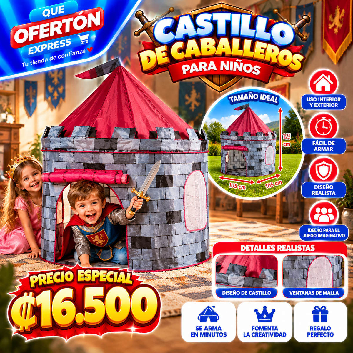🏰✨ CASTILLO DE CABALLEROS PARA NIÑOS
