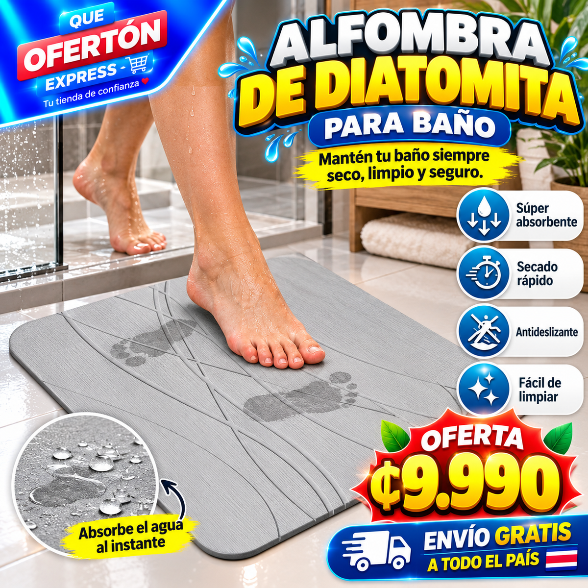 🚿✨ ALFOMBRA PARA BAÑO DE DIATOMITA