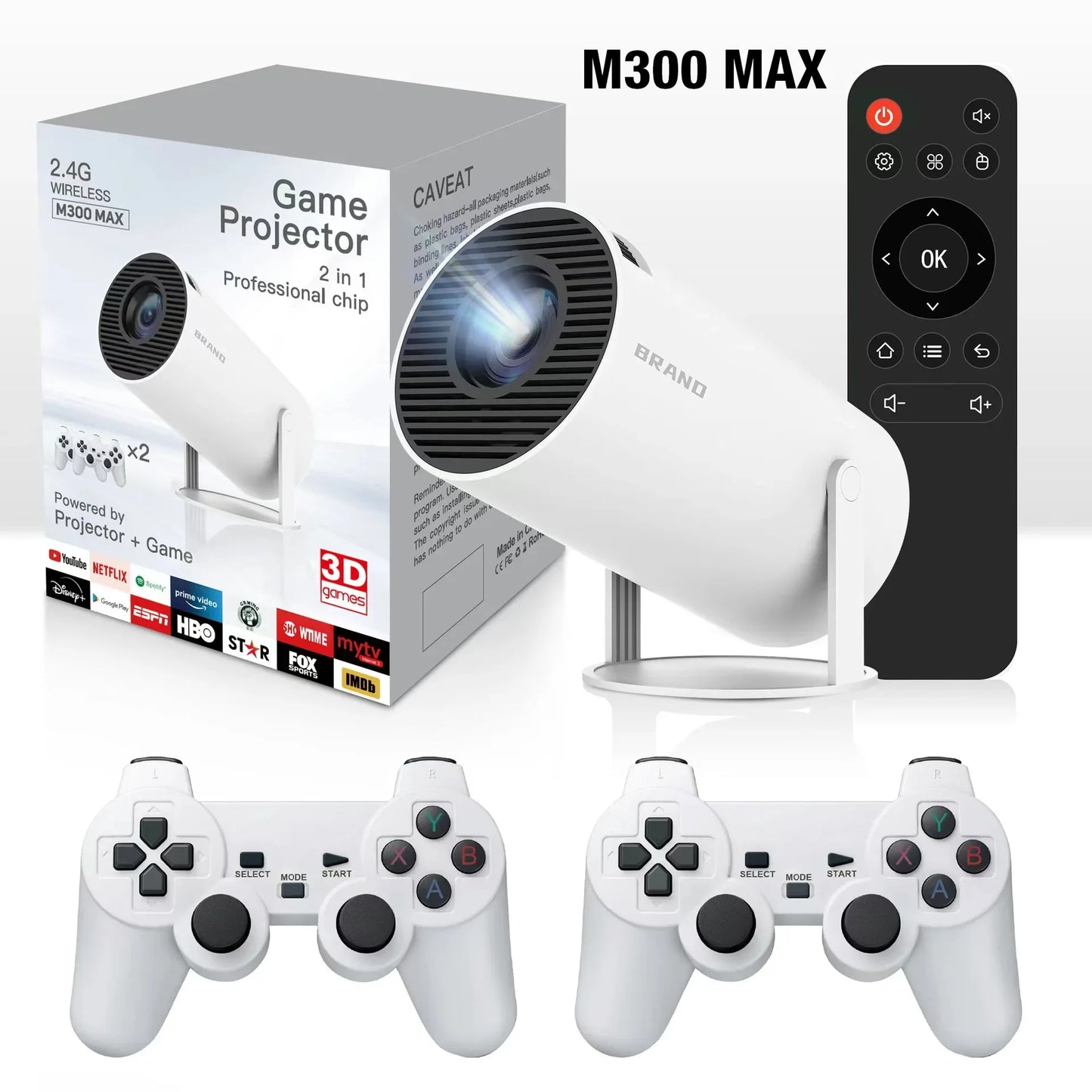 Mini proyector inteligente portátil M300 MAX Consolas de juegos portátiles Retro