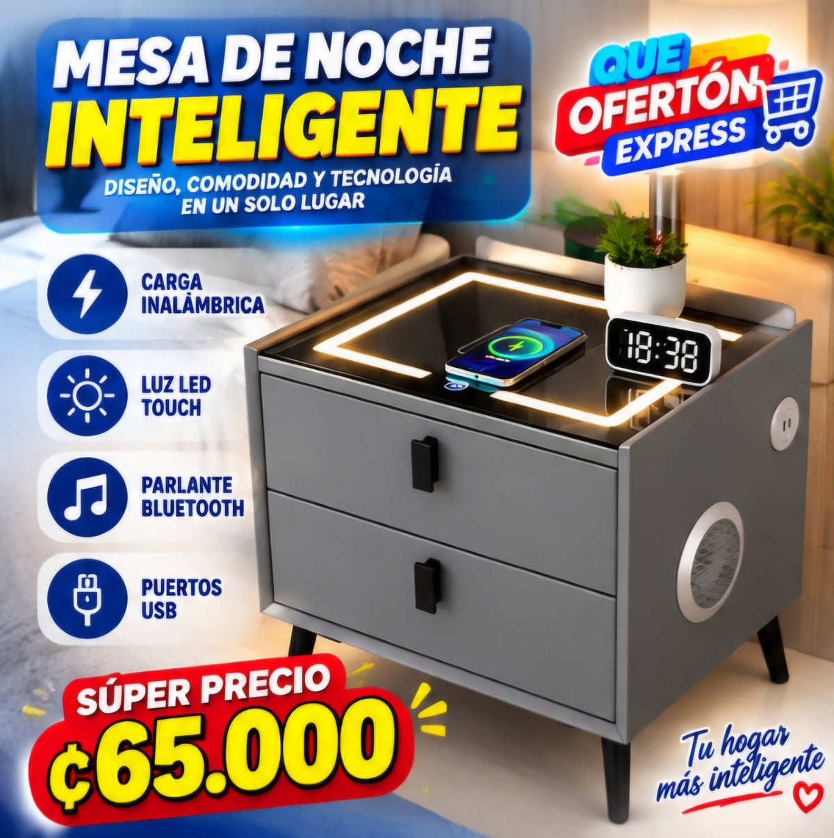 🔥 MESA DE NOCHE INTELIGENTE