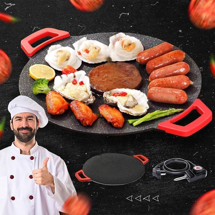 Sartén parrilla antiadherente plancha redonda coreana sin humo