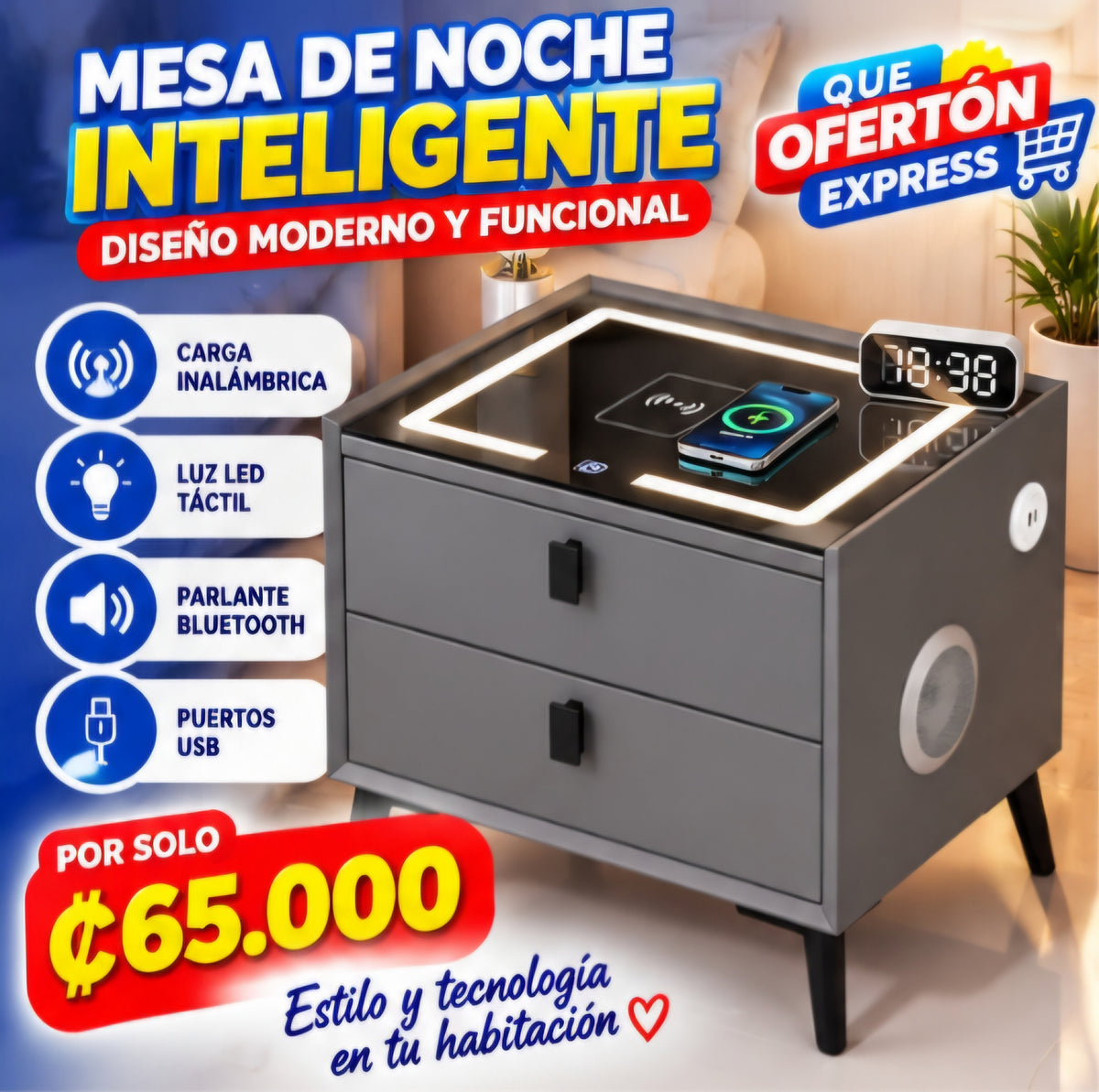 🔥 MESA DE NOCHE INTELIGENTE