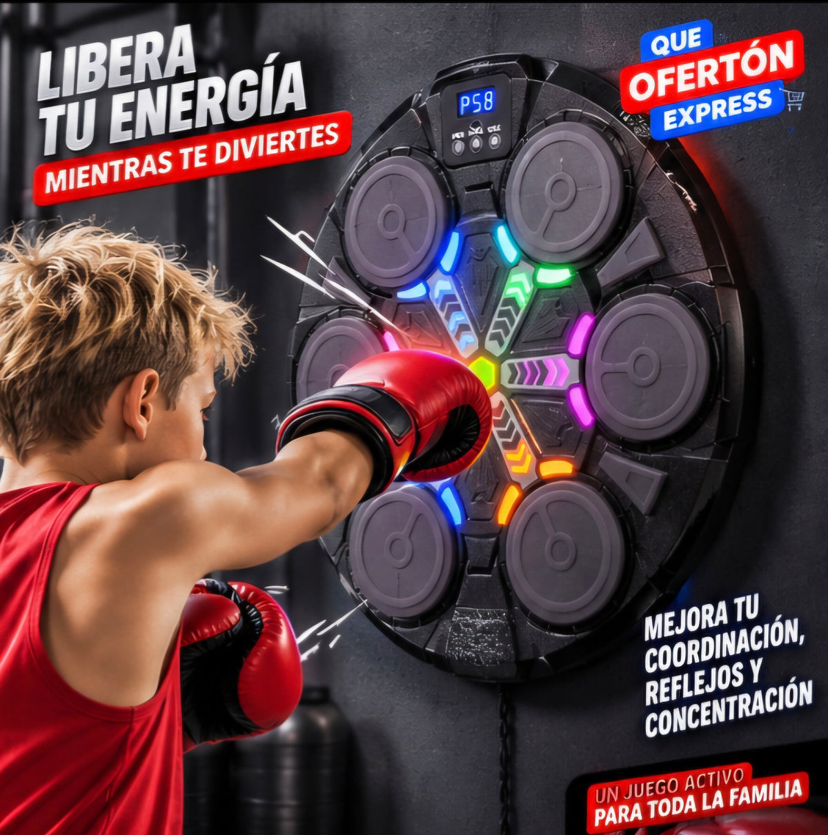 🥊🎵 MUSICAL BOXING TARGET – BOXEO MUSICAL CON LUCES LED
