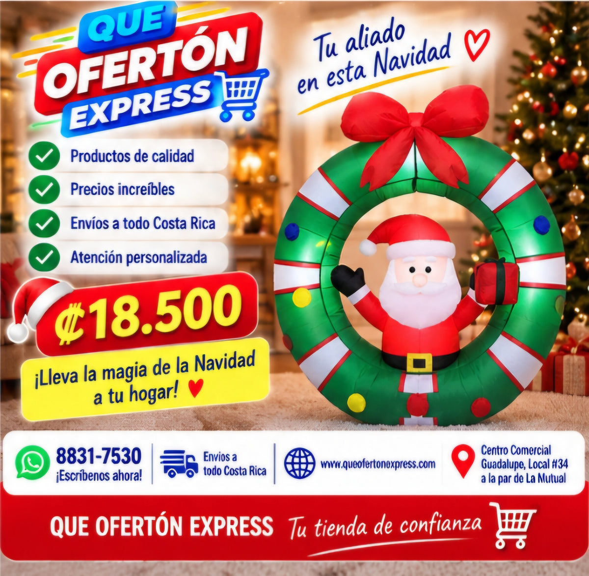 🎄🎅 SANTA CON CORONA INFLABLE NAVIDEÑO 🎅🎄