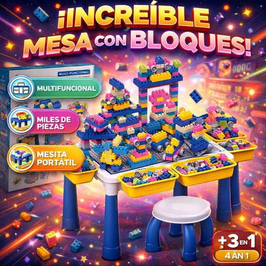 🧩✨ MESA MULTIFUNCIONAL CON BLOQUES DE CONSTRUCCIÓN – REF: PC30 ✨🧒