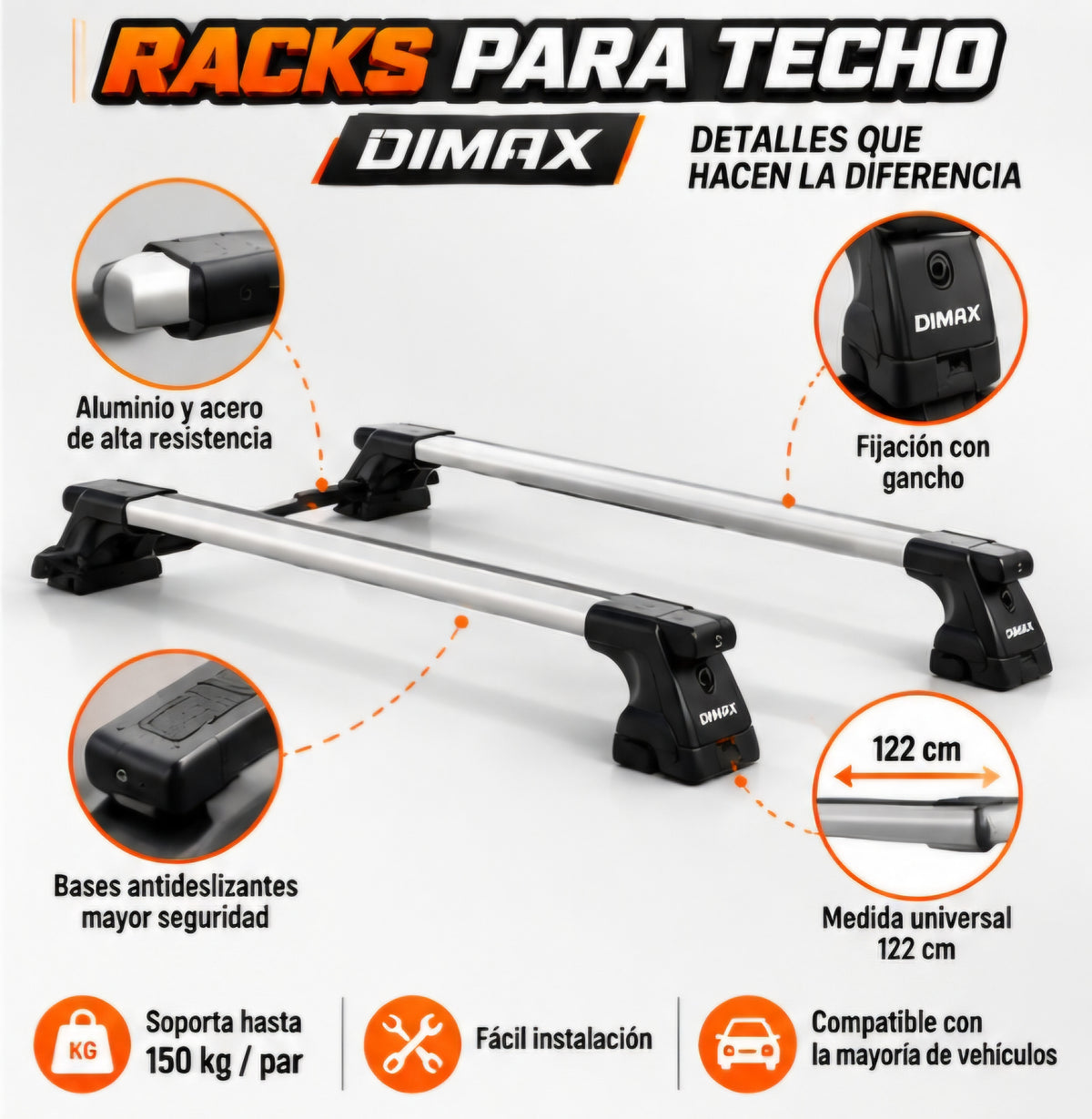 🚗 RACKS PARA TECHO DIMAX