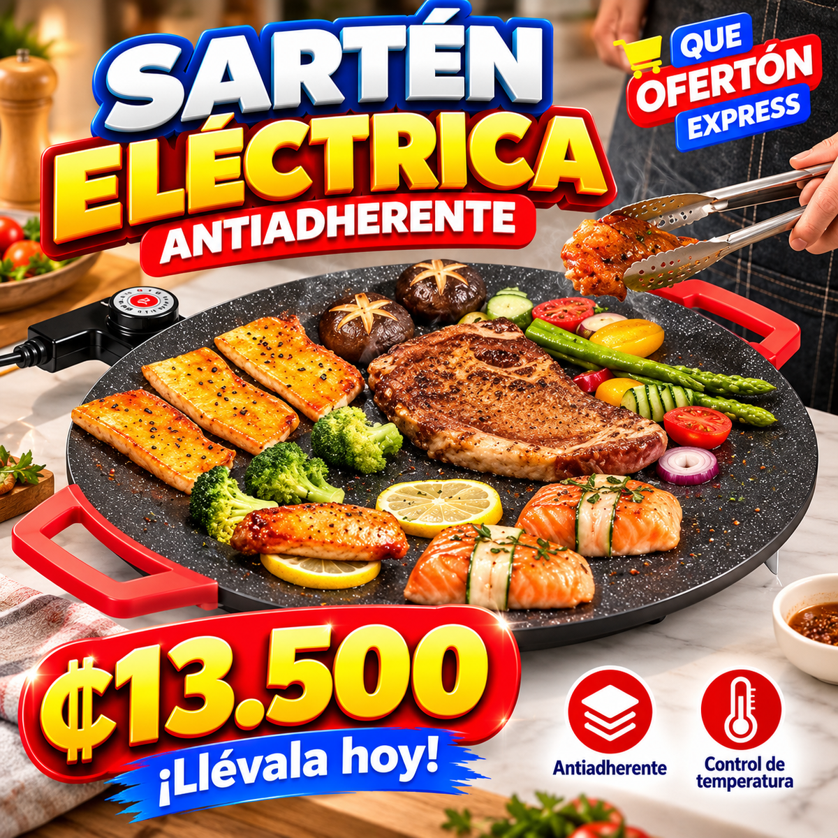 Sartén eléctrico parrilla antiadherente plancha redonda coreana sin humo
