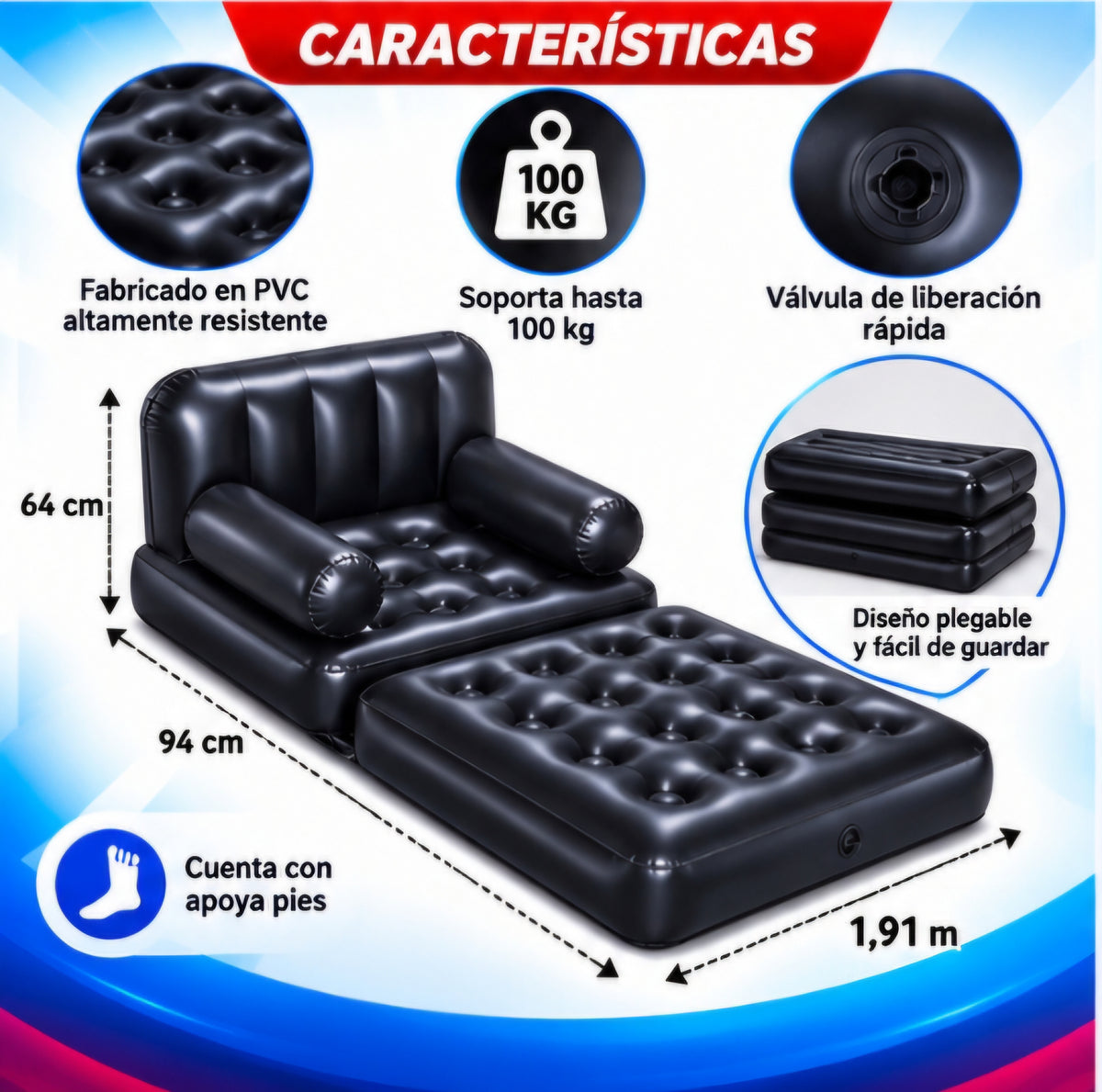 🛋️ SILLÓN CAMA INFLABLE BESTWAY MULTI-MAX 4 EN 1