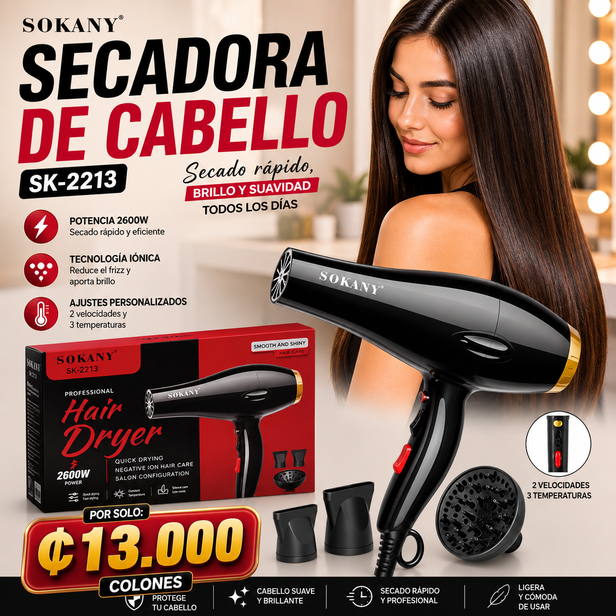 ✨ ¡Secadora Profesional Sokany SK-2213! 💨💇‍♀️