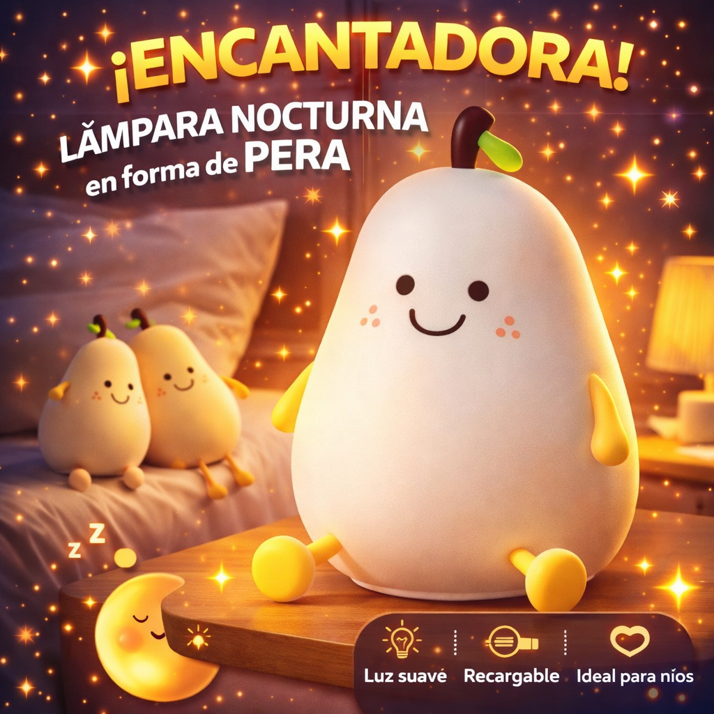 🍐✨ LÁMPARA NOCTURNA EN FORMA DE PERA – TIERNA Y ACOGEDORA ✨🍐