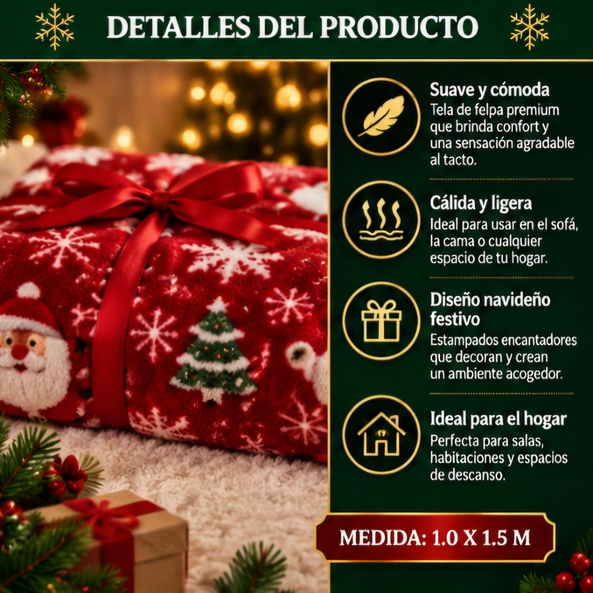 🎄✨ MANTA NAVIDEÑA SUAVE Y CÁLIDA ✨🎄