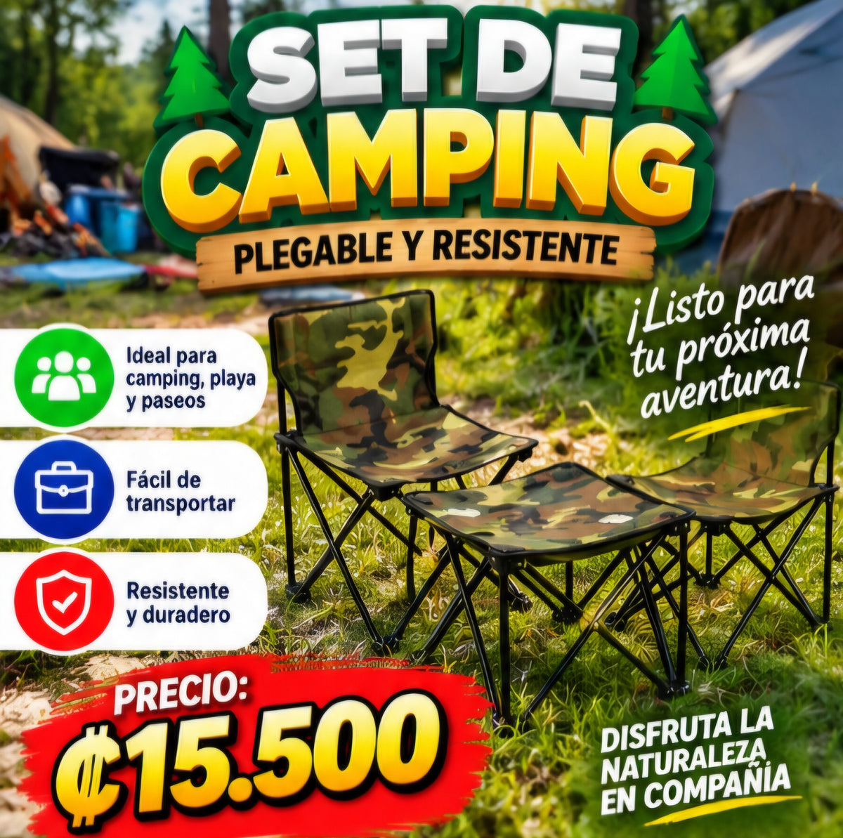 🏕️🌿 SET DE CAMPING PLEGABLE 🌿🏕️