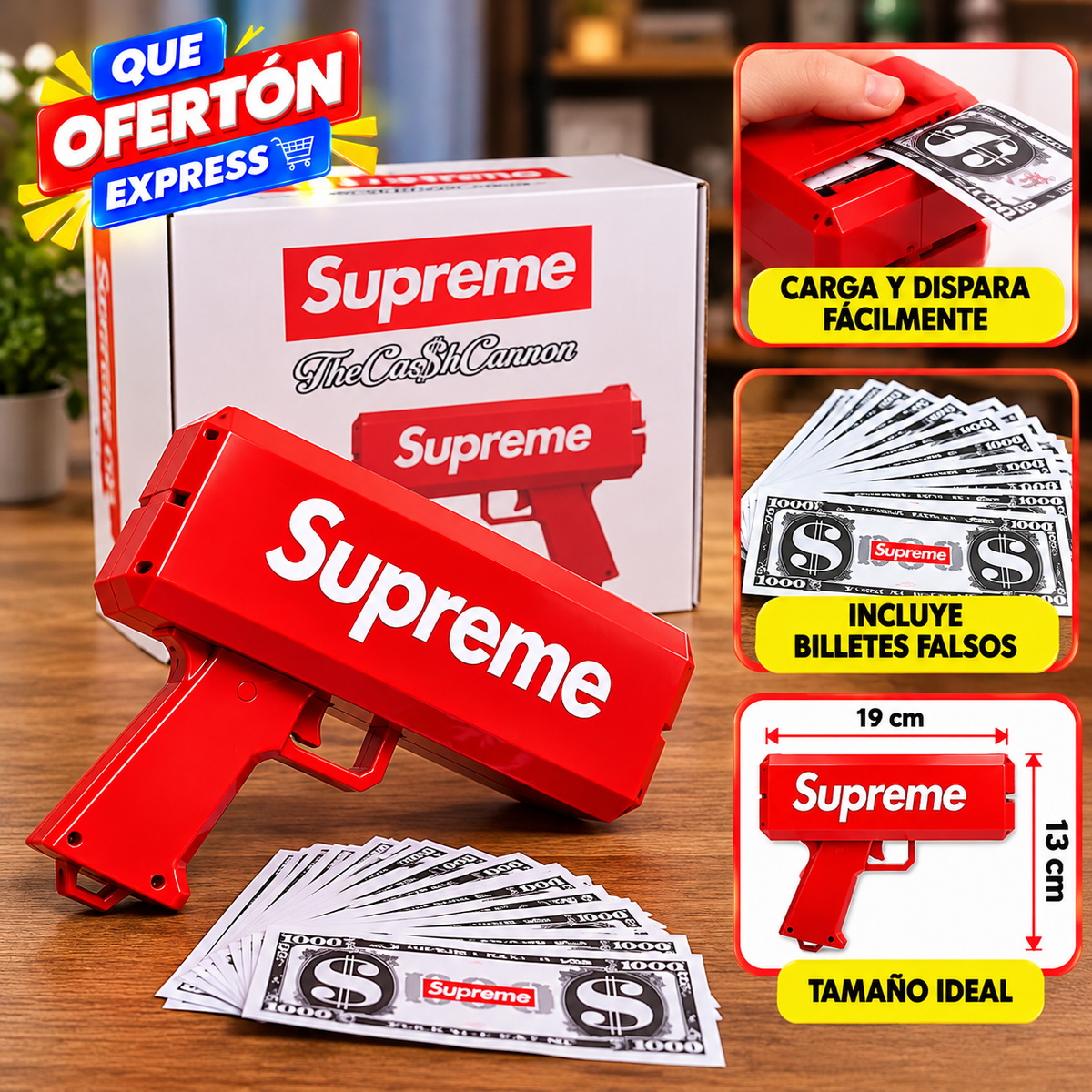 💸 PISTOLA LANZADORA DE BILLETES – CASH CANNON