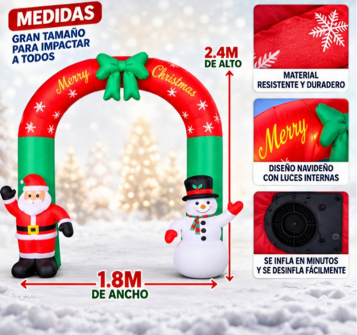🎄 ARCO INFLABLE NAVIDEÑO GIGANTE 🎅⛄
