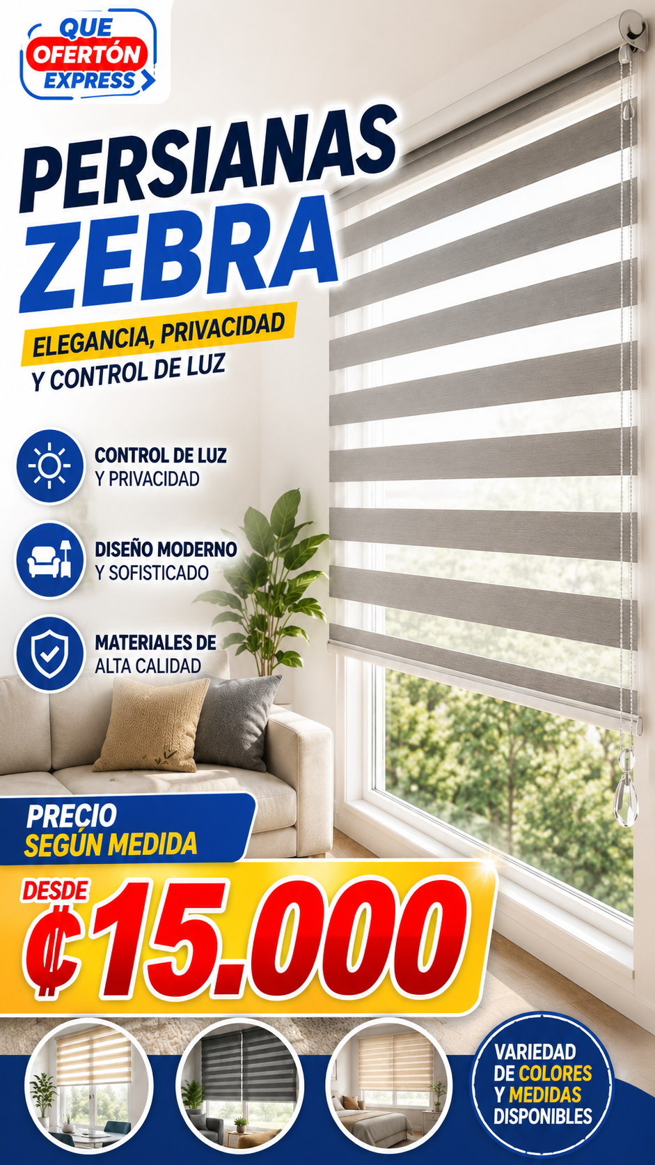 💡🦓 Persiana Tipo Zebra – ✨Estilo Moderno y Elegante ✨ (copia)