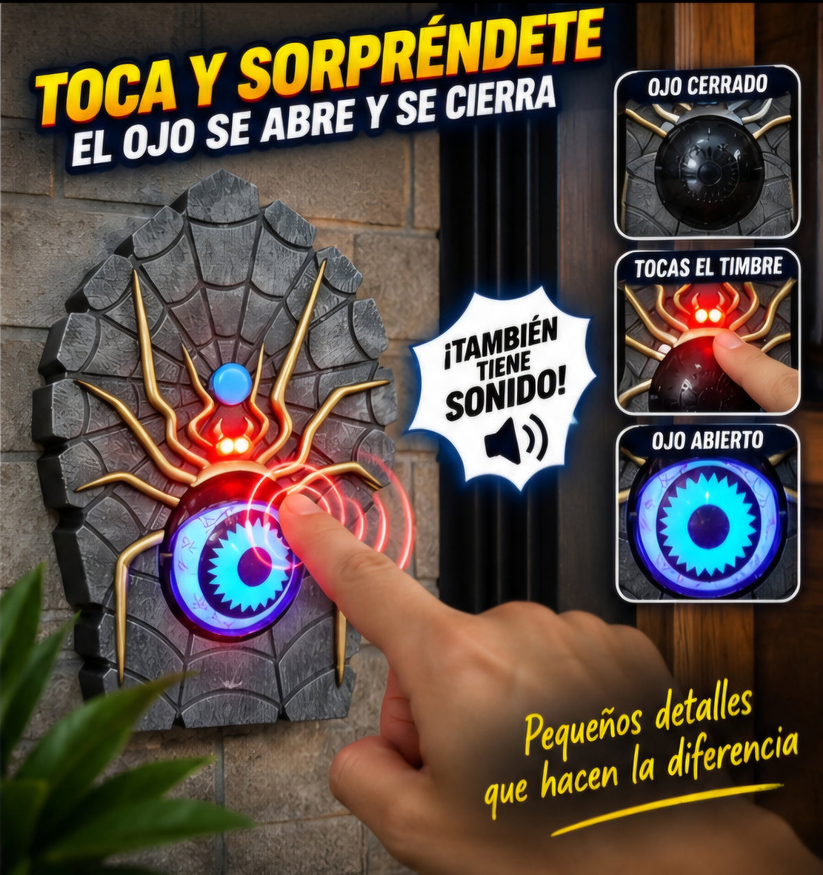 🕷️🔔 TIMBRE DECORATIVO DE ARAÑA 👁️✨