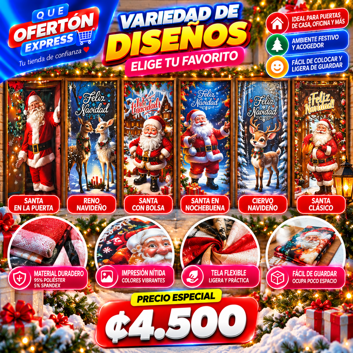 🎅🎄 Cubierta Navideña para Puertas – ¡Decora tu Hogar esta Navidad!